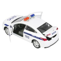 299331 Машина металл HYUNDAI SOLARIS ПОЛИЦИЯ 12 см, двери, баг, инерц, белый, кор. Технопарк в кор.2 Медведь Калуга
