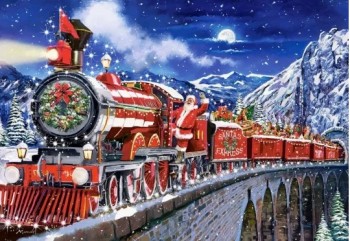Пазлы 1000 Новогодний экспресс Санты Медведь Калуга