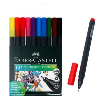 Набор ручек капиллярных 10цв Faber-Castell GRIP 0.4 мм в пласт/футляре 151610 2308309 Медведь Калуга