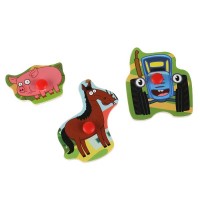 325264 Игрушка деревянная Синий ТРАКТОР вкладыш животные 30*20 Буратино в кор.200шт Медведь Калуга