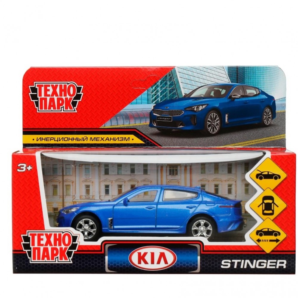 Купить 336387 Машина металл KIA STINGER длина 12 см, двери, багаж., инерц,  СИНИЙ, кор. Технопарк в кор.2*36 - Медведь Калуга