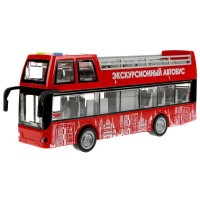 341287 Машина пластик свет-звук ЭКСКУРСИОННЫЙ АВТОБУС 29см, инерц., двер., кор. Технопарк в кор.24шт Медведь Калуга