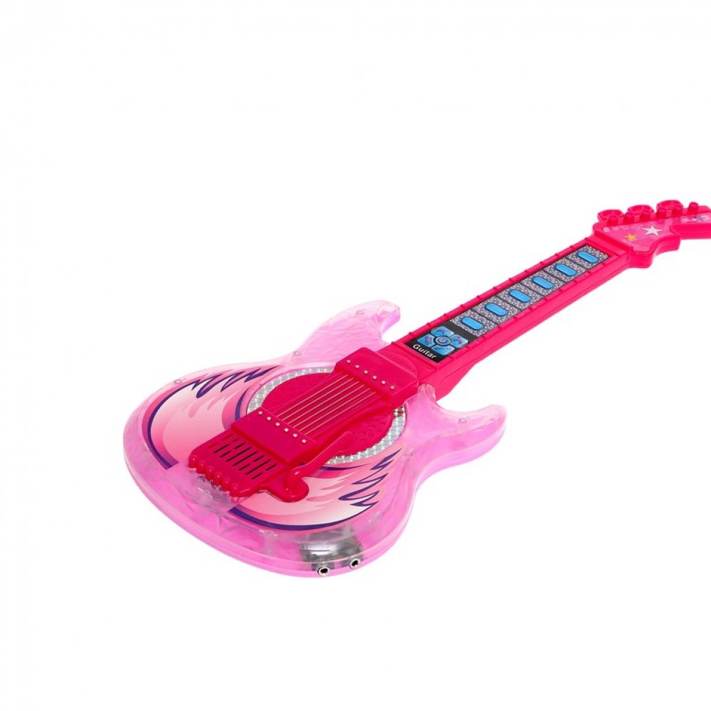 ZABIAKA Музыкальная гитара SL-05963B, звук, свет, цвет розовый   7986014 Медведь Калуга