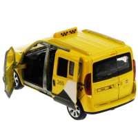 343389 Машина металл FIAT DOBLO ТАКСИ длина 12 см, двери, инерц, желтый, кор. Технопарк в кор.2*36шт Медведь Калуга