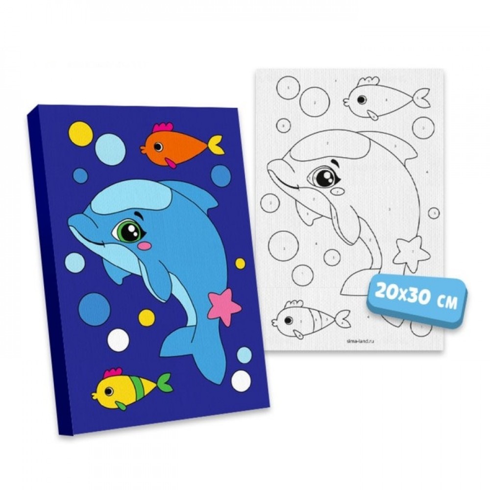 Картина по номерам (набор)"Малыш дельфин" 20х30 см 9071322 Медведь Калуга