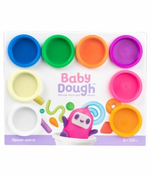 Тесто для лепки BabyDough, набор 8 цветов, яркие (арт.BD020) Медведь Калуга