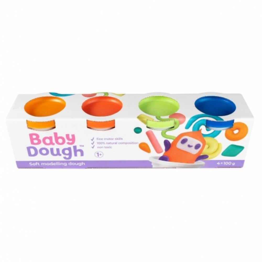 Тесто для лепки BabyDough, набор 4 цвета №2 (арт.BD017) Медведь Калуга