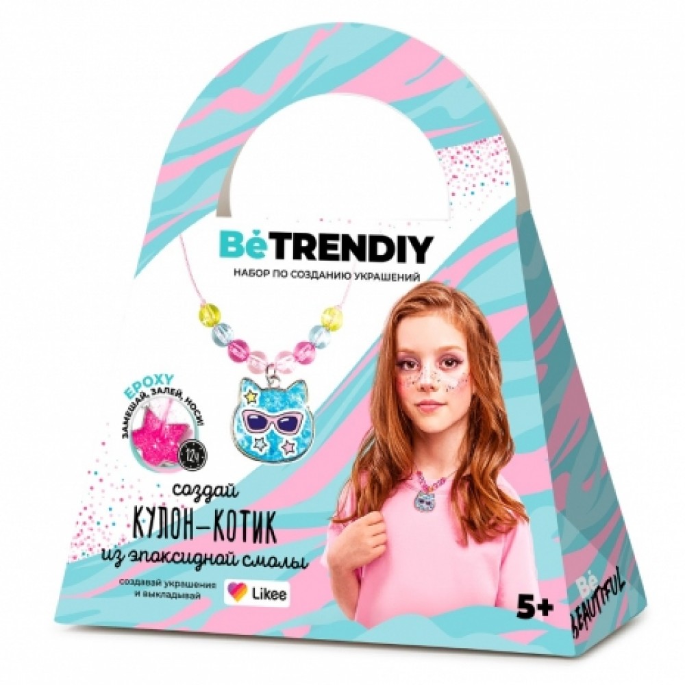 Игрушка для детей старше 5 лет модели "Be TrenDIY", создай украшения из эпоксидной смолы, Кулон-котик Медведь Калуга