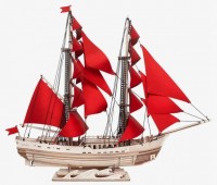 Сборная модель из дерева Lemmo Корабль с парусами "Секрет Океана" Медведь Калуга