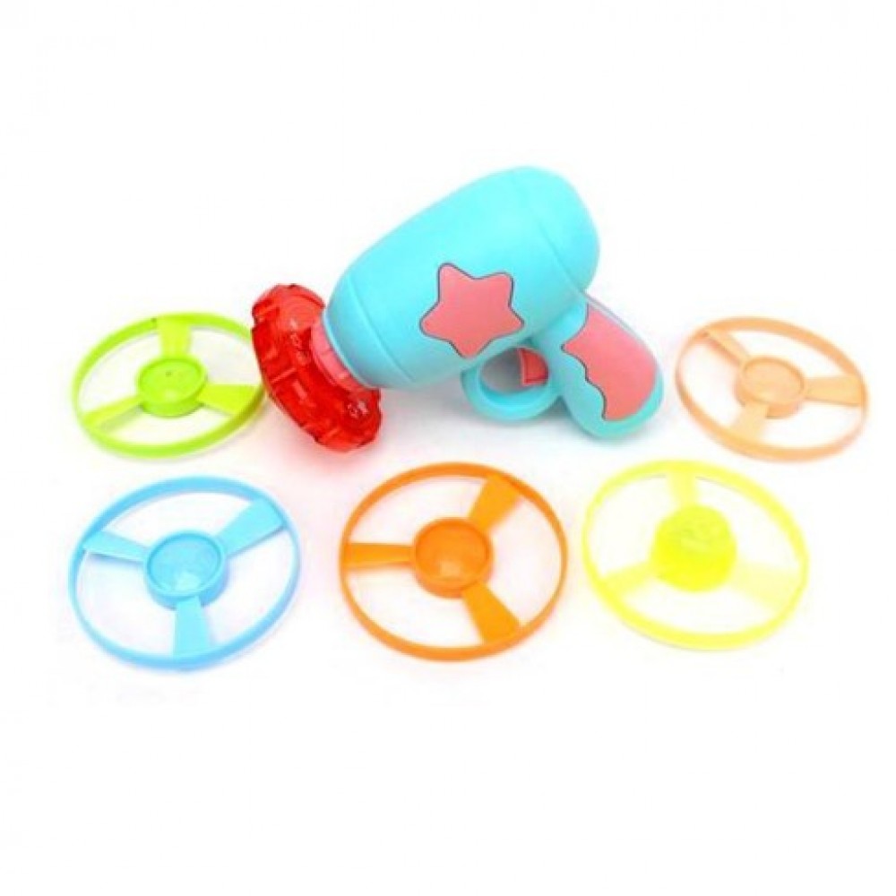 Игрушка с запуском: пистолет, диски 5 шт., свет тестовые эл.пит.LR41*2 шт.вх.в комп. в ассорт Медведь Калуга