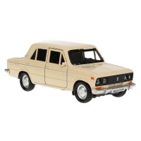 345055 Машина металл ВАЗ-2106 ЖИГУЛИ длина 12 см, двери, багаж, инерц,бежевый, кор. Технопарк в кор. Медведь Калуга