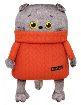 Мягкая игрушка Подушка Басик в свитере с косами 34 см Медведь Калуга