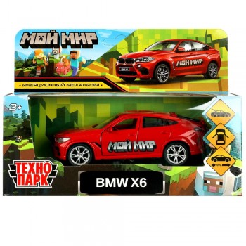 361406 Машина металл BMW X6 12 см, двер, багаж, инер, красный мой мир, кор. Технопарк в кор.2*36шт Медведь Калуга