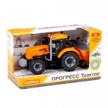 Трактор "Прогресс" сельскохозяйственный инерционный (оранжевый) (в коробке) Медведь Калуга