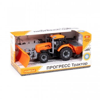 Трактор "Прогресс" снегоуборочный инерционный (оранжевый) (в коробке) Медведь Калуга