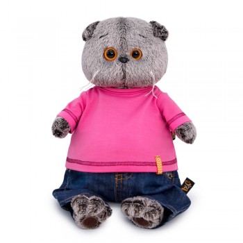 Мягкая игрушка "Басик в джинсах и малиновой футболке", 30 см Ks30-215 9300712 Медведь Калуга