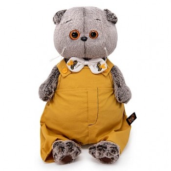 Мягкая игрушка BUDI BASA Ks30-232 Басик в полукомбинезоне с бантом 30 см Медведь Калуга