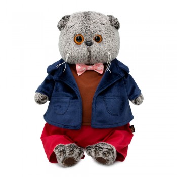 Басик в синем бархатном пиджаке 19 см Медведь Калуга