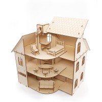 Сборная модель из дерева 3D EWA Кукольный дом с лифтом Медведь Калуга