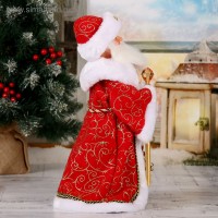 Дед Мороз  "Посох с кристаллом" двигается, 38 см, красный 3555351 Медведь Калуга