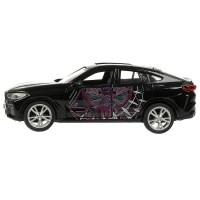 369976 Машина металл BMW X6 черная пантера 12 см, двери, багаж, инер, черн, кор. Технопарк в кор.2*3 Медведь Калуга
