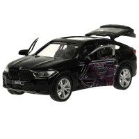 369976 Машина металл BMW X6 черная пантера 12 см, двери, багаж, инер, черн, кор. Технопарк в кор.2*3 Медведь Калуга