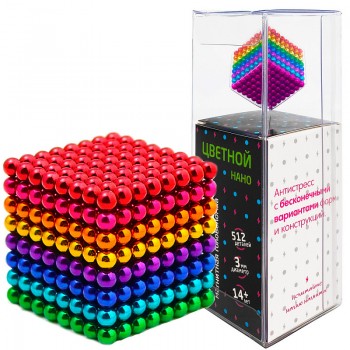 Магнитный куб Magnetic Cube, цветной, 512 шариков, 3мм Медведь Калуга