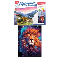 Кпн-347 Картина по номерам на картоне 28,5*38 см "Лев" Медведь Калуга