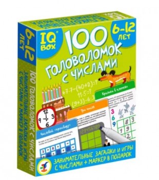 Карточная игра IQ Box 100 Головоломок с числами Медведь Калуга