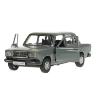 373486 Машина металл ваз-2107 длина 12 см, двери, багаж, инер, мокрый асфальт, кор. Технопарк в кор. Медведь Калуга