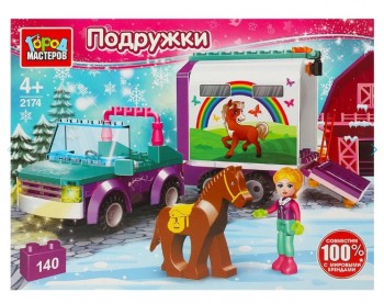 371636 Конструктор девочка перевозит лошадку, 140 дет. Город мастеров в кор.2*8шт Медведь Калуга