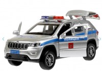 378263 Машина металл свет-звук JEEP GRAND CHEROKEE ПОЛИЦИЯ 12 см, дв, баг, ин, кор. Технопарк в кор. Медведь Калуга