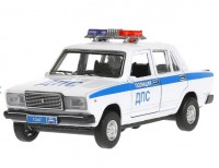 373488 Машина металл ваз-2107 ПОЛИЦИЯ, свет-звук, длина 12 см,белый, кор. Технопарк в кор.2*36шт Медведь Калуга