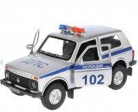267180 Машина металл свет-звук LADA 4x4 ПОЛИЦИЯ, 12 см, св-зв, двер, баг, ин., кор. Технопарк в кор. Медведь Калуга