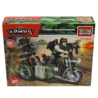 349305 Конструктор солдат на мотоцикле С КОЛЯСКОЙ, 80 дет. Город мастеров в кор.2*48шт Медведь Калуга