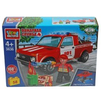 347278 Конструктор ПОЖАРНАЯ LADA 4x4 ПИКАП, 58 дет. Город мастеров в кор.2*40шт Медведь Калуга