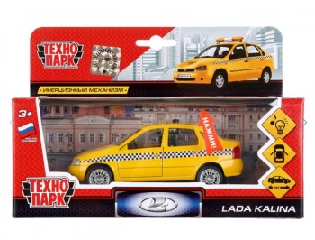 117160 Машина металл LADA калина ТАКСИ 12 см, свет+звук, откр. дв., инерц., в кор. Технопарк в кор.2 Медведь Калуга