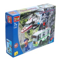 Конструктор ВЕРТОЛЁТ спасает АВТОБУС (магнит), 226 дет. Медведь Калуга