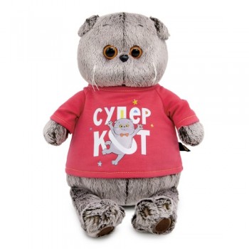 Кот Басик в лонгсливе с принтом "Супер кот" Медведь Калуга