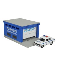 390957 Модель пластик ГАРАЖ ПОЛИЦИЯ 20,5 см, ваз 2106, син, кор. Технопарк в кор.24шт Медведь Калуга