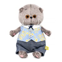 Кот Басик BABY в жилете в цветочек и брючках 20 см Медведь Калуга