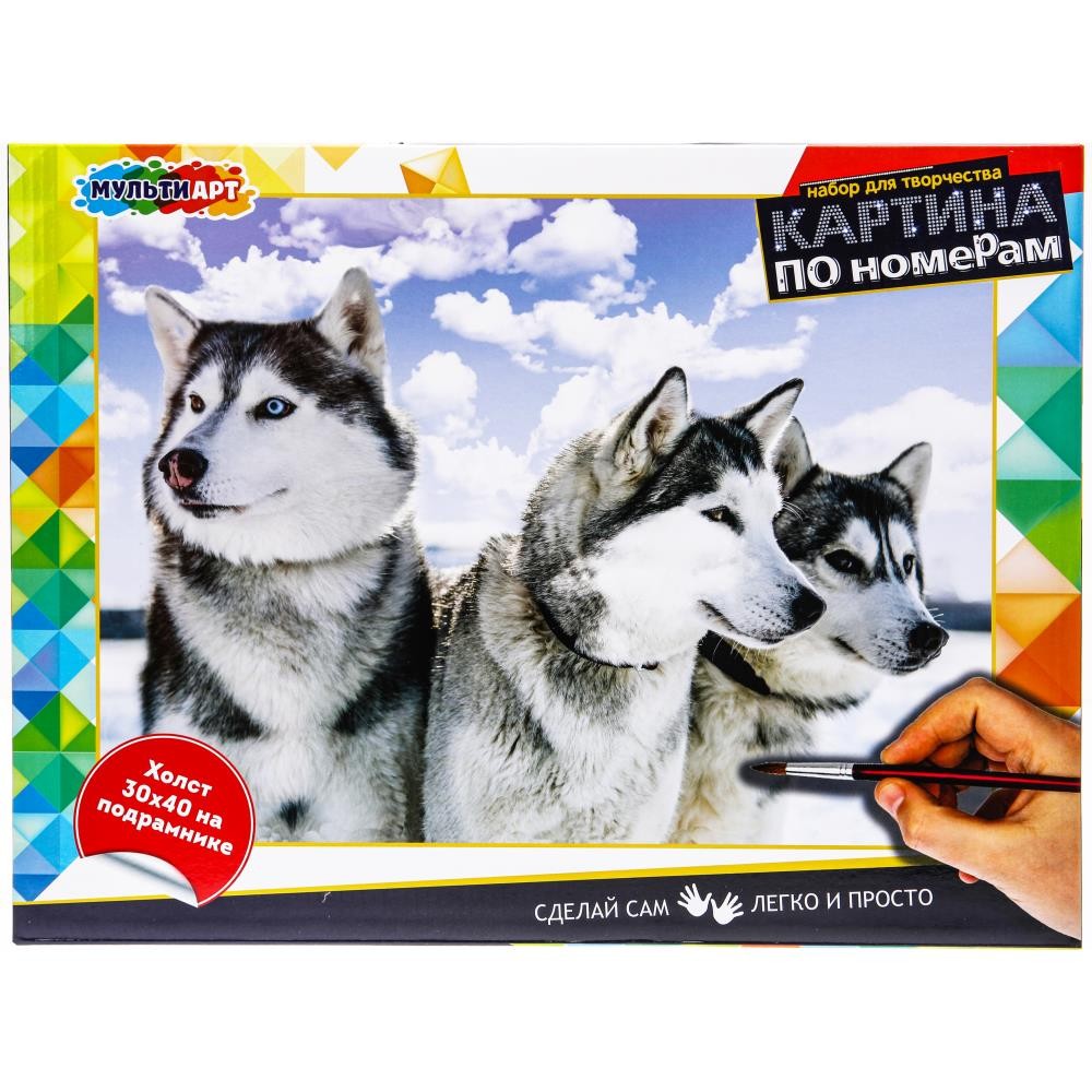 Картина по номерам 30х40 см Медведь Калуга