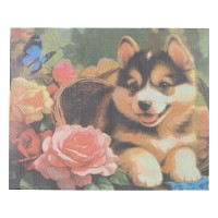 407332 Алмазная мозаика 40*50 щенок в корзинке с цветами MultiArt в кор.20шт Медведь Калуга