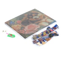 407332 Алмазная мозаика 40*50 щенок в корзинке с цветами MultiArt в кор.20шт Медведь Калуга