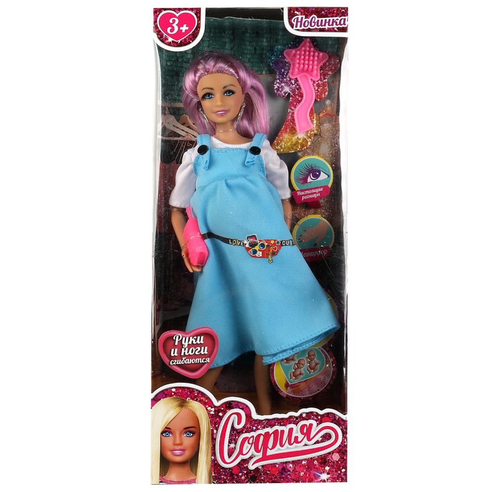 Кукла 29 см София беременная 3-мя, руки и ноги сгиб, ресницы, маникюр, аксессуары Медведь Калуга