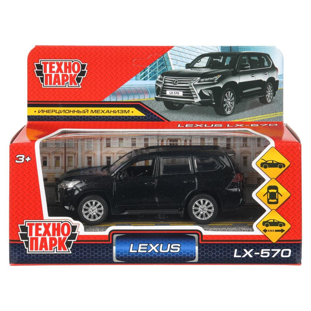 403539 Машина металл LEXUS LX-570 длина 12 см, двери, багаж, инерц, черный, кор. Технопарк в кор.2*36шт Медведь Калуга