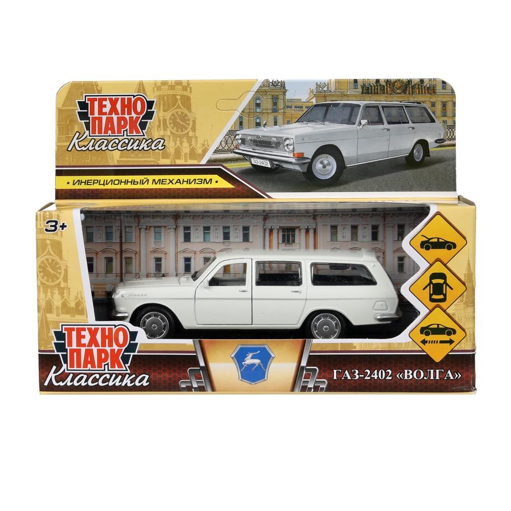 392037 Машина металл ГАЗ-2402 "ВОЛГА" 12 см, двери, багаж, инерц, белый, кор. Технопарк в кор.2*36шт Медведь Калуга
