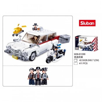 378622 Конструктор пласт. машина с фигурками, 411дет. в русс. кор. в кор.16шт Медведь Калуга