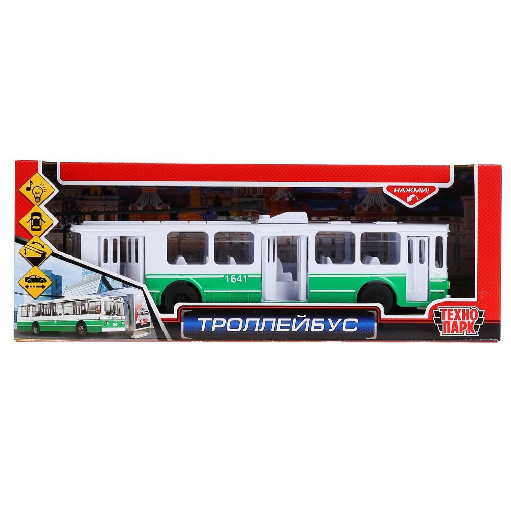 298515 Машина пластик свет-звук ТРОЛЛЕЙБУС, 31,5 см, двери, инерц., кор. Технопарк в кор.2*12шт Медведь Калуга