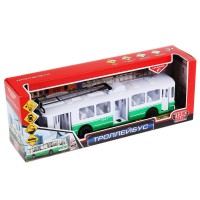 298515 Машина пластик свет-звук ТРОЛЛЕЙБУС, 31,5 см, двери, инерц., кор. Технопарк в кор.2*12шт Медведь Калуга